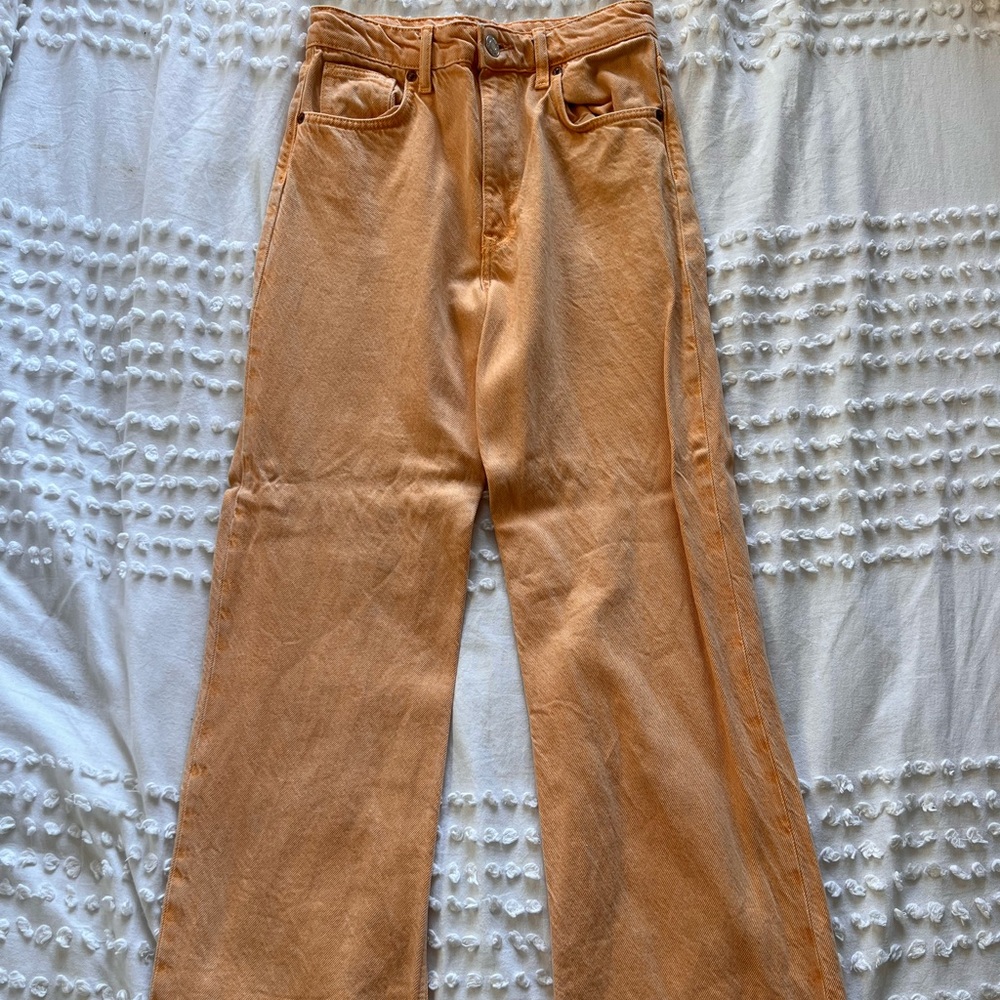 Zara straight/wide leg high waited pale orange jeans
